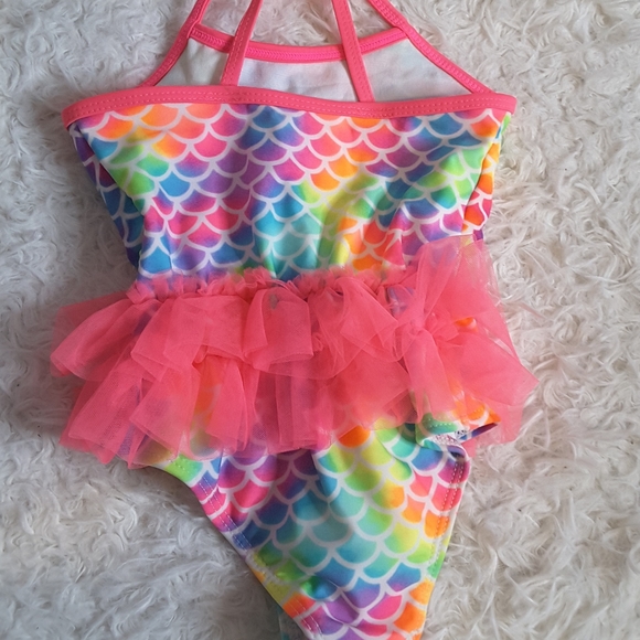 Wonder Nation pink sizzle rainbow mermaid tutu swimsuit size 2T - Picture 2 of 4